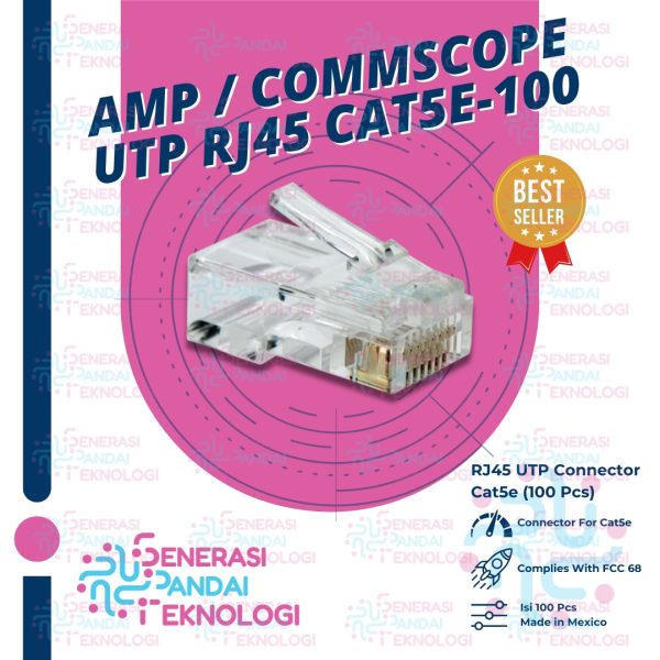 AMP / COMMSCOPE UTP RJ45 CONNECTOR CAT5E ORIGINAL (Isi 100 Pcs)