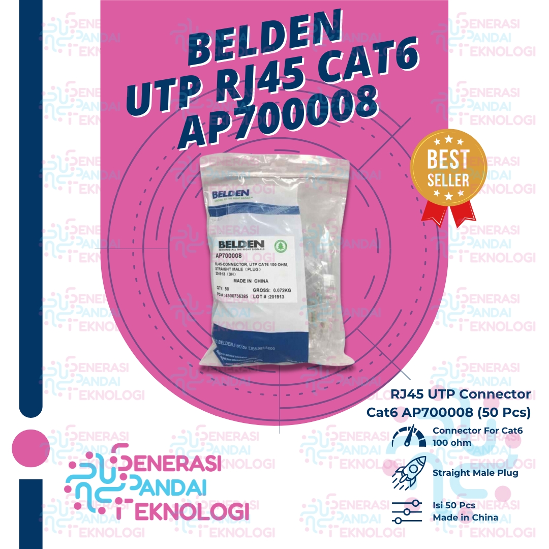 BELDEN AP700008 RJ45 CONNECTOR UTP CAT6 ORIGINAL (Isi 50 Pcs) - Gensmartech