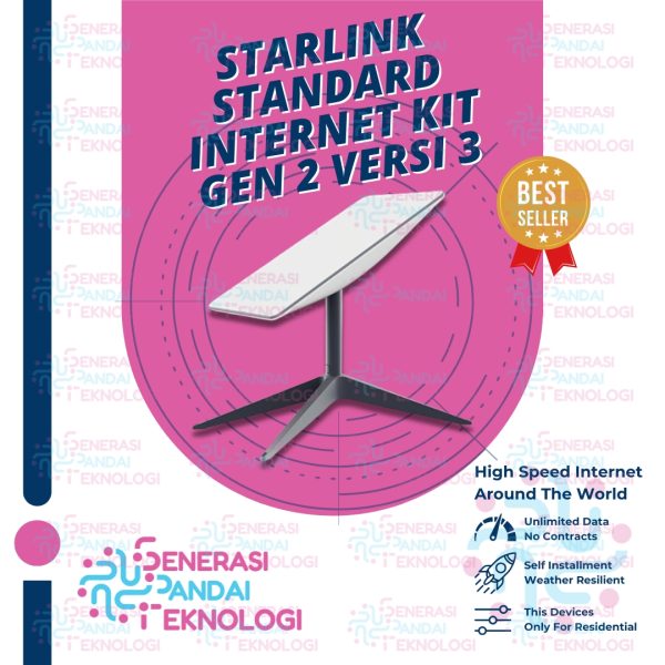 STARLINK STANDARD INTERNET KIT GEN 2 VERSI 3 Satellite Antenna & WiFi Router Kit - Dual-band - SpaceX